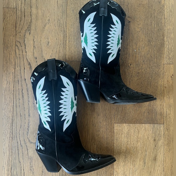 Suede and Patent cowboy boots - Picture 5 of 11